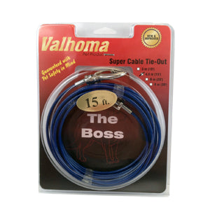 Valhoma Cable Tie-Out 10 Ft. for Small Dogs (Blue/Med Cable)