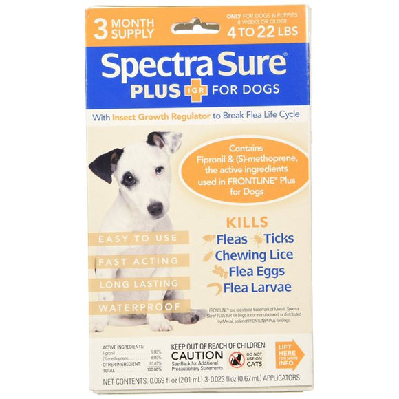 Durvet Spectra Sure Plus Igr, Dogs 4 To 22 Lbs - 3 Month Supply, Topical Drops